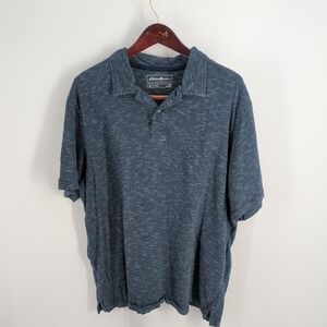 Eddie Bauer Short Sleeve Ribed Golf Performance Polo Shirt Blue White Size‎ XL